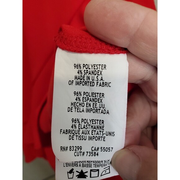 Bebe Red Ruffle Hem Sleeveless Dress Keyhole Back Size 12 - Picture 4 of 5